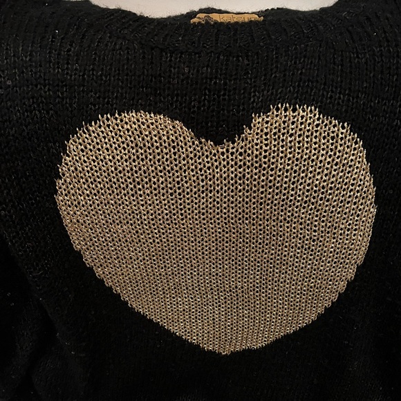 LF Katsumi Gold Heart Black Crewneck Sweater - Picture 3 of 7